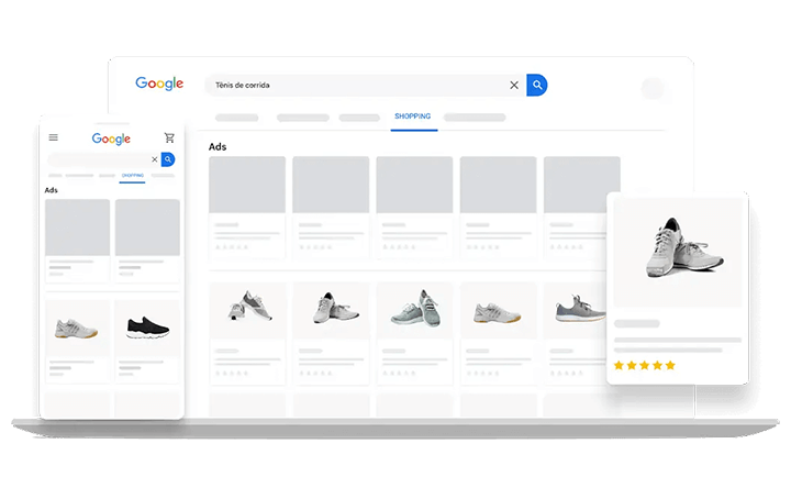 ilustração de um produto integrado ao google shopping