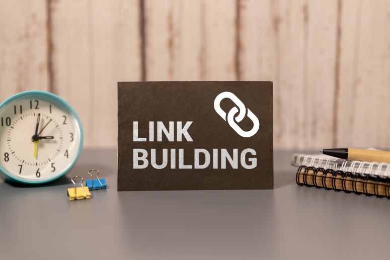 Um bloco escrito Link building.