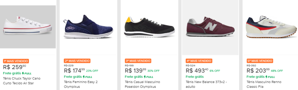 Produtos mais vendidos do Mercado Livre: moda e acessórios