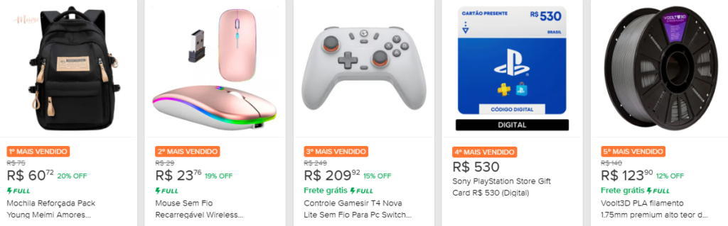 Produtos mais vendidos do Mercado Livre: Itens de informáticas