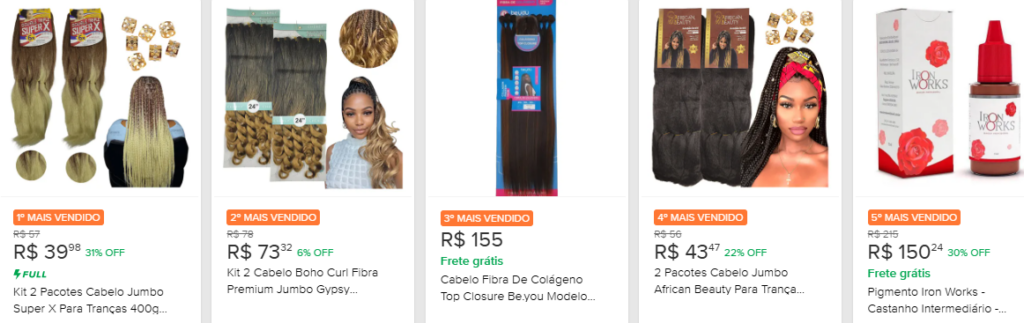 Produtos mais vendidos do Mercado Livre: beleza e cuidados pessoais