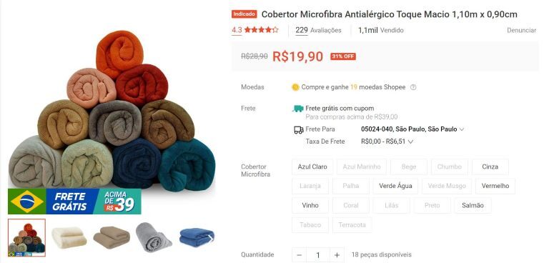 Cobertor antialérgico - Shopee