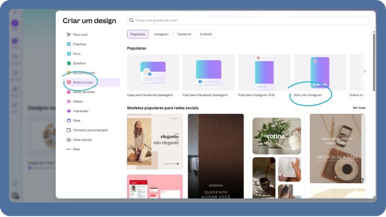 Exemplo de story feito no canva