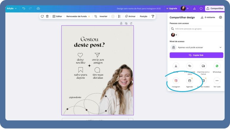 Exemplo de agendamento no canva