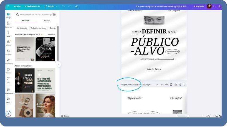 Exemplo de carrossel do Instagram