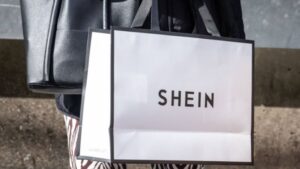 A imagem mostra uma sacola da marca Shein