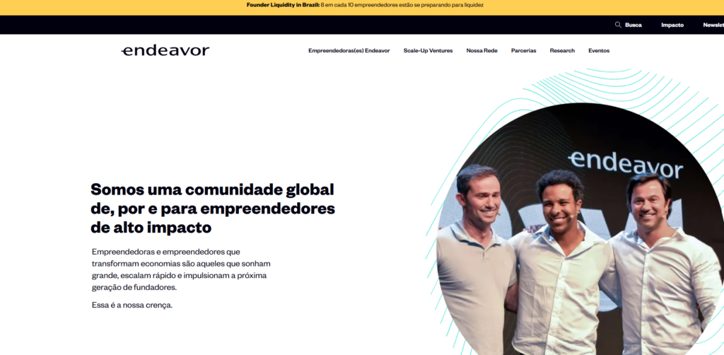 Página inicial da Endeavor cursos