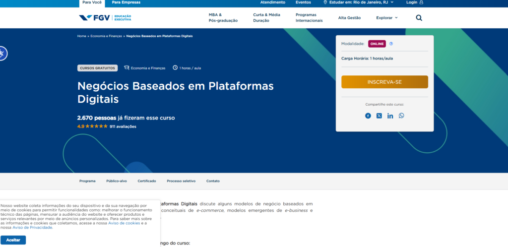 curso negócios baseados em plataformas digitais