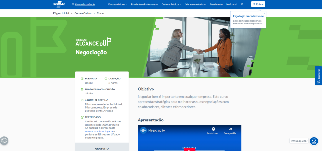 curso de negociação