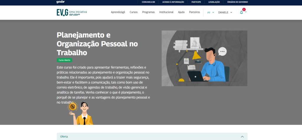 curso: planejamento e organização pessoal no trabalho