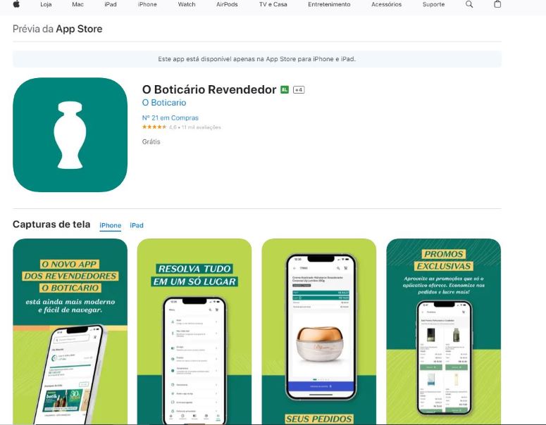 App de revenda o boticário