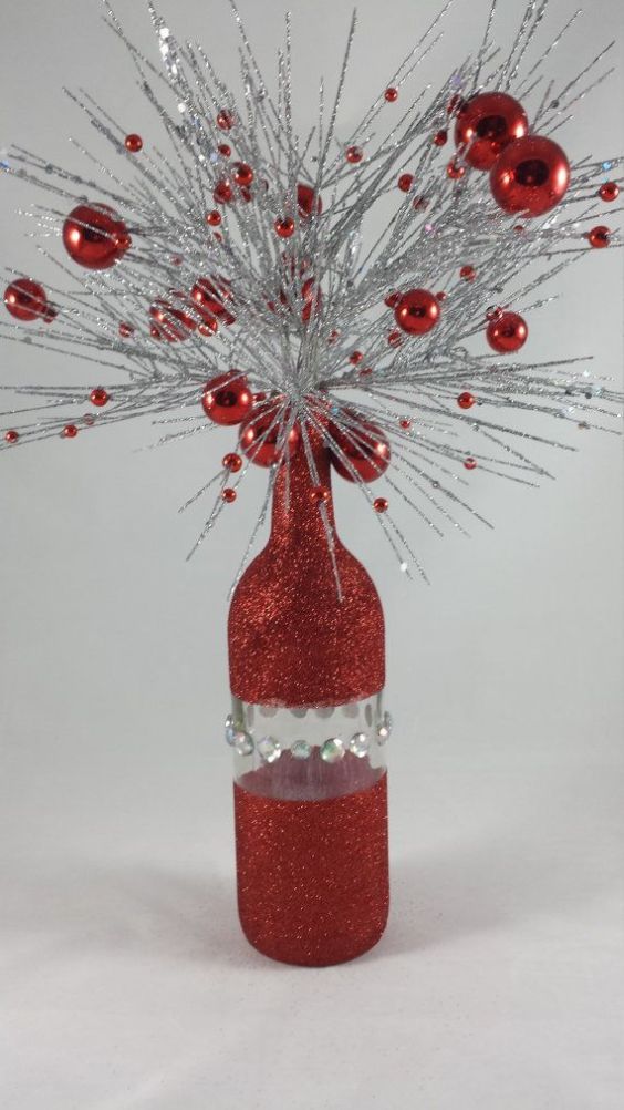 garrafa de vidro decorada de natal