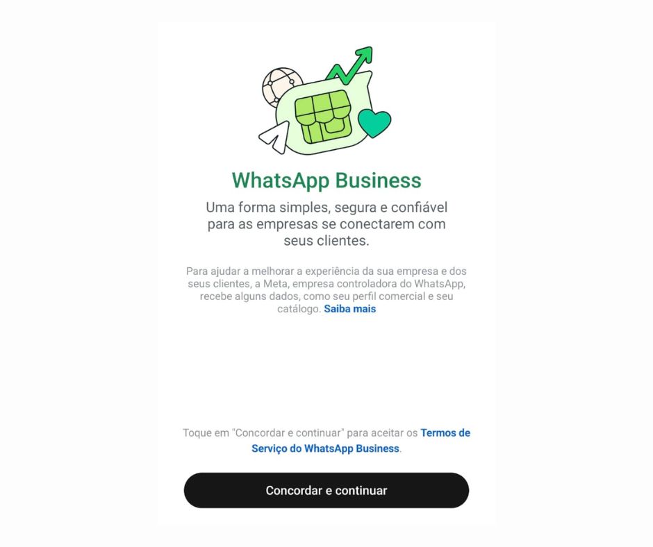 A imagem mostra a tela do Whatsapp Business.