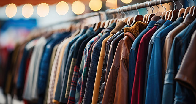 Cabide de roupas em uma loja