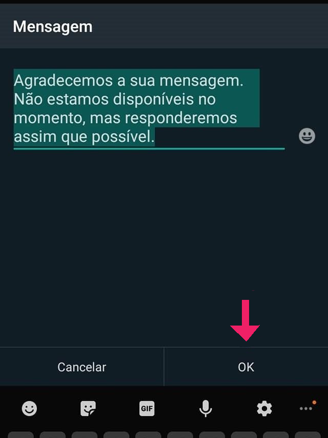 mensagem automática 