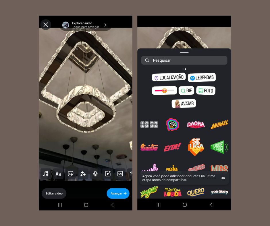 A imagem mostra como publicar um Reel no aplicativo do Instagram