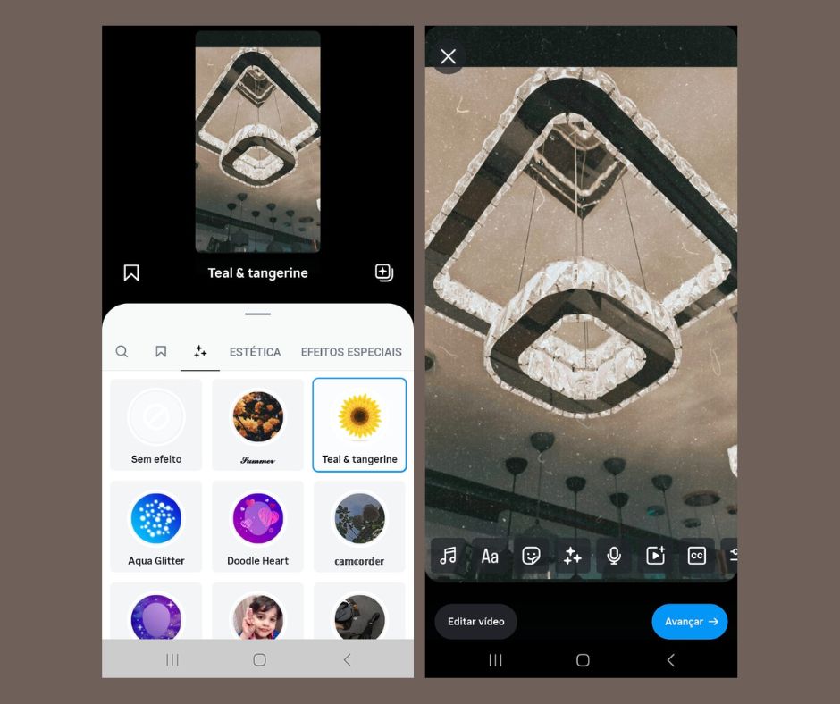 A imagem mostra como aplicar filtros na edição de um Reel.