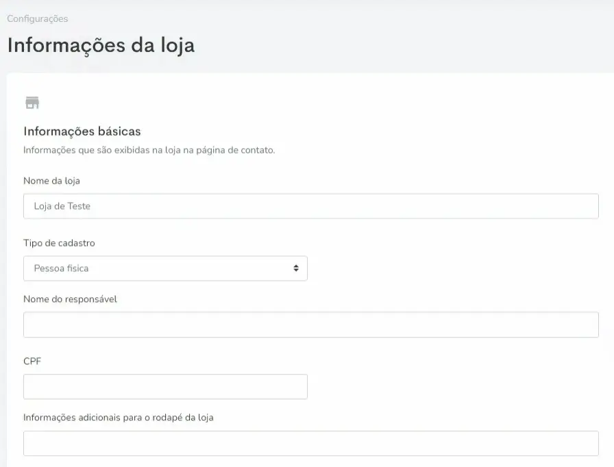 Passo 3 - crie sua loja virtual informando os dados necessários na plataforma de e-commerce Tray