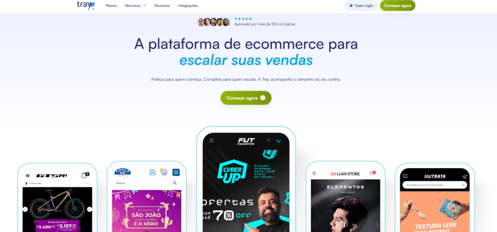 a imagem representa a página principal da plataforma de e-commerce Tray