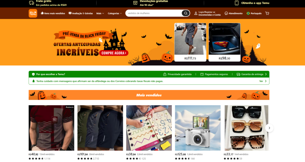 Print do marktplace da Temu