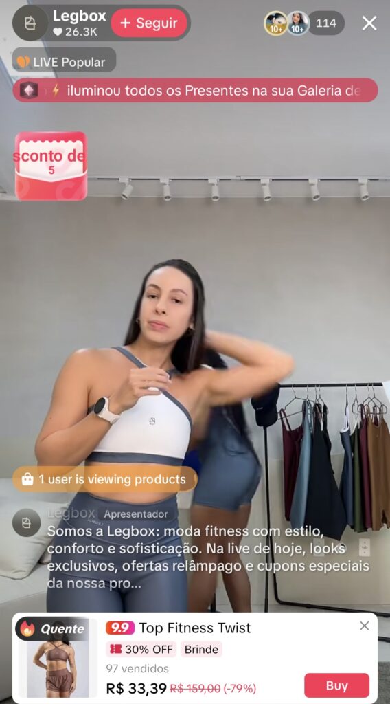 A imagem mostra um exemplo de live no TikTok