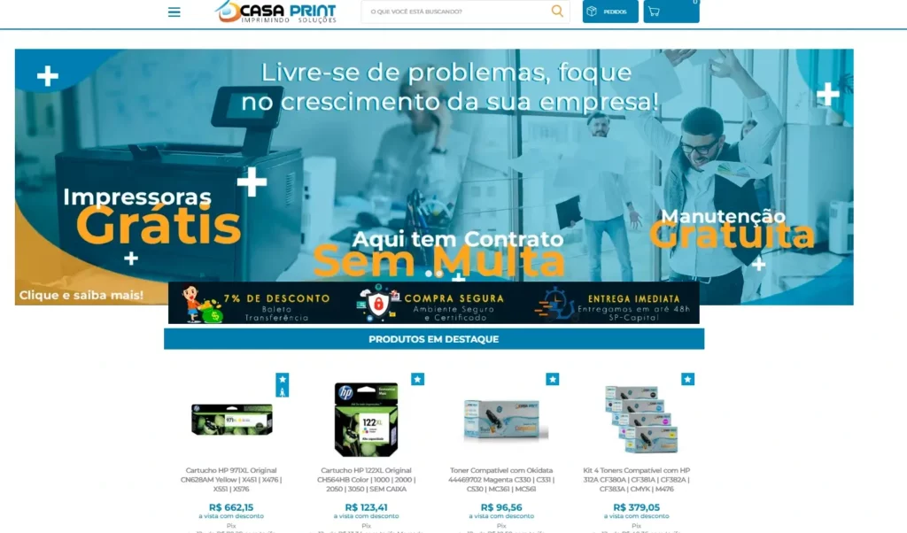Imagem da loja virtual dropshipping Casa Print criada e gerenciada na plataforma de e-commerce Tray