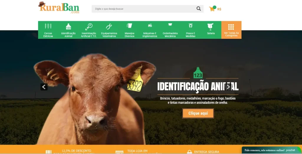 Imagem da loja virtual dropshipping RuralBan criada e gerenciada na plataforma de e-commerce Tray