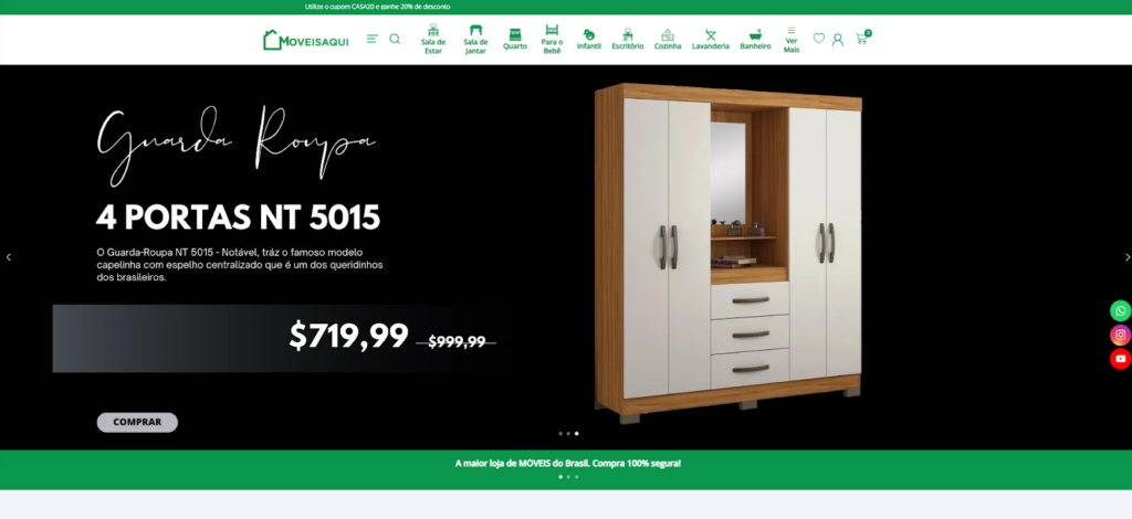  loja virtual da Móveis Aqui, site que utiliza a plataforma de e-commerce Tray