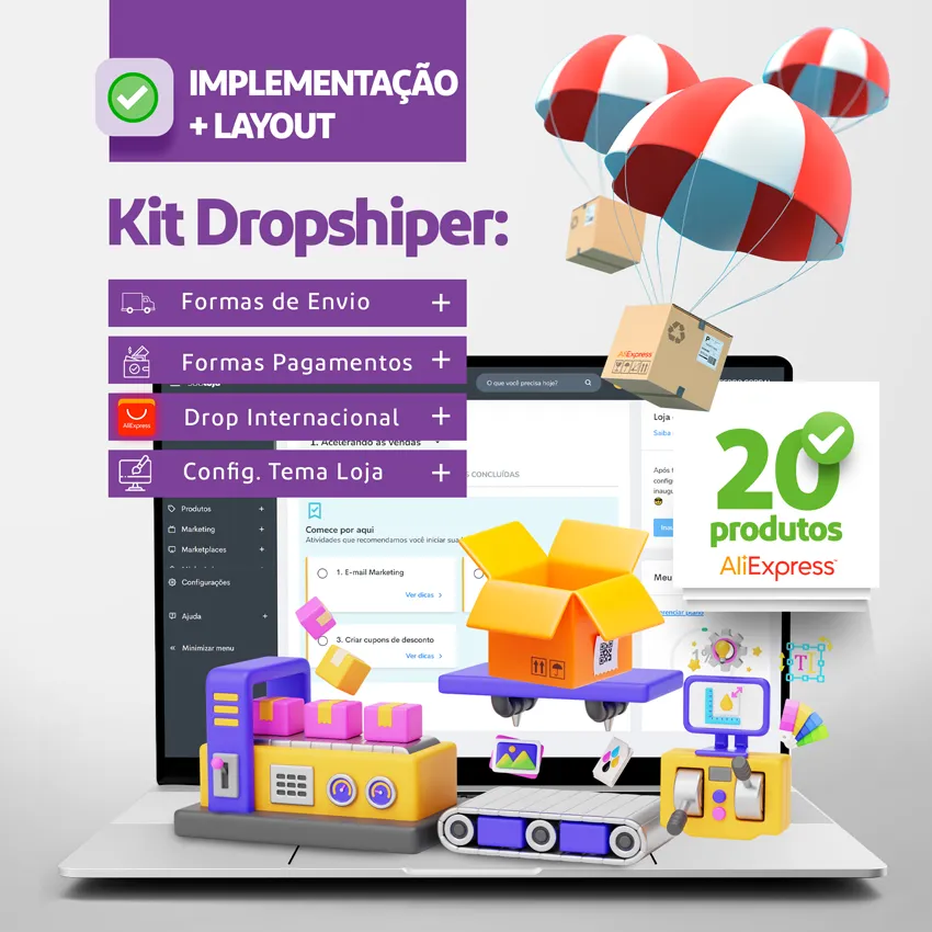 Imagem representativa do Kit Dropshiper oferecido pela Tray para quem quer abrir um negócio Dropshipping