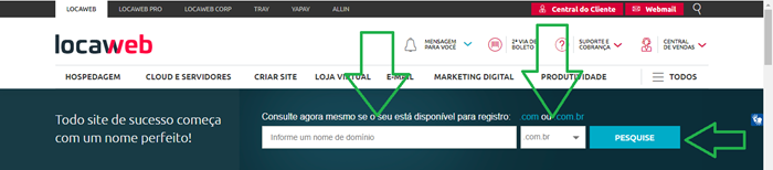 Passo 1 - como registrar domínio par aloja virtual