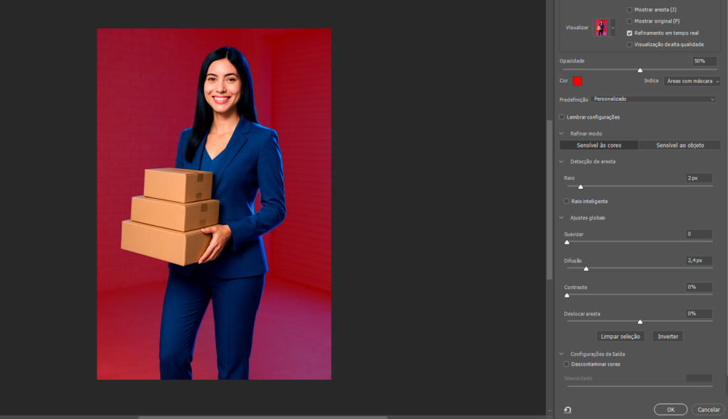 Como tirar o fundo de uma foto no Photoshop - ajuste de máscara