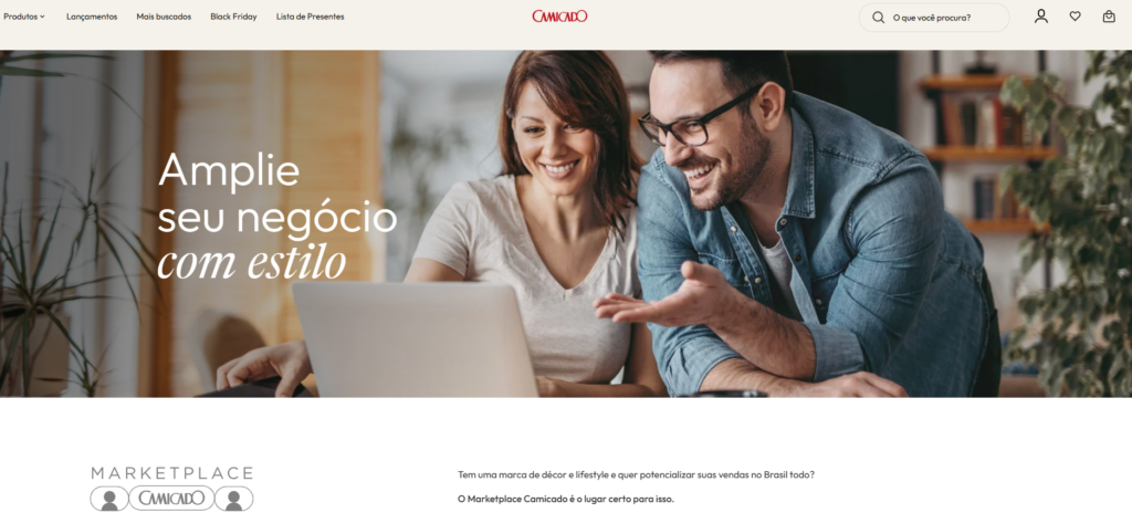 Imgem do site da Camicado