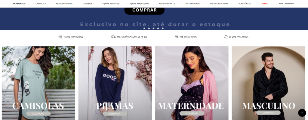 a imagem mostra diversas modelos com pijamas 