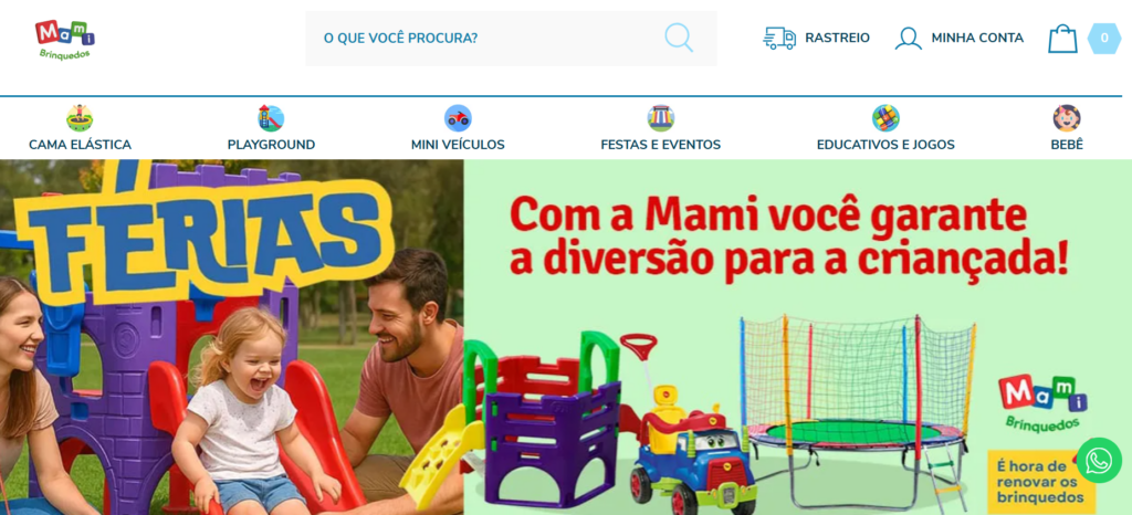 A imagem mostra um banner da loja Mami Brinquedos - lojista Tray