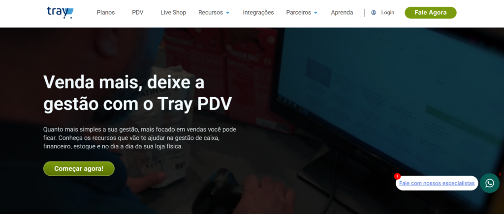 A imagem mostra um print da página Tray PDV da Tray E-commerce