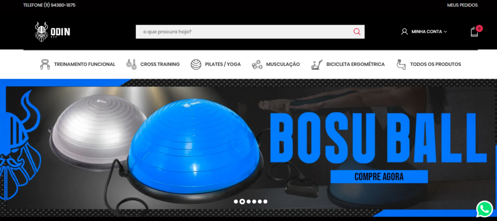 A imagem mostra um print do site da Odin Fit- lojista Tray E-commerce