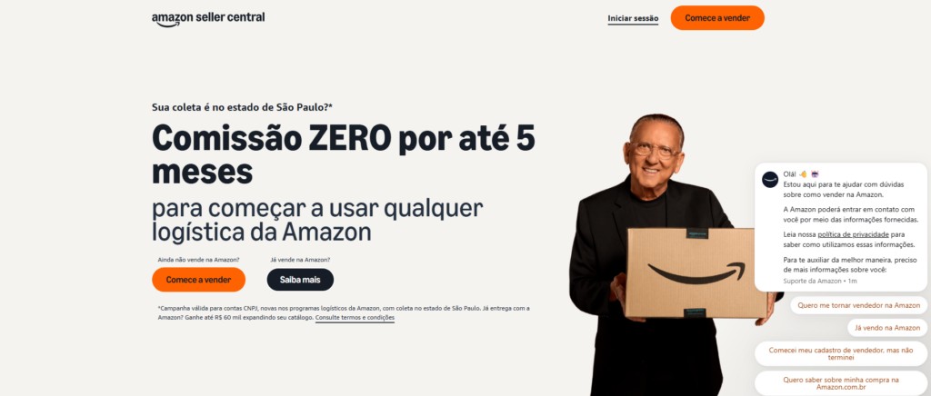 Página inicial da Amazon 