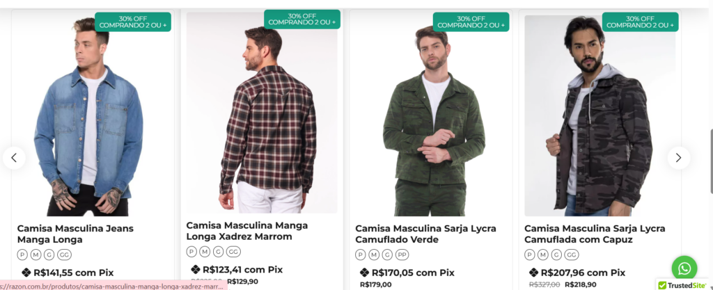 Fotos de catalogo de roupas masculinas da loja Razon Jeans