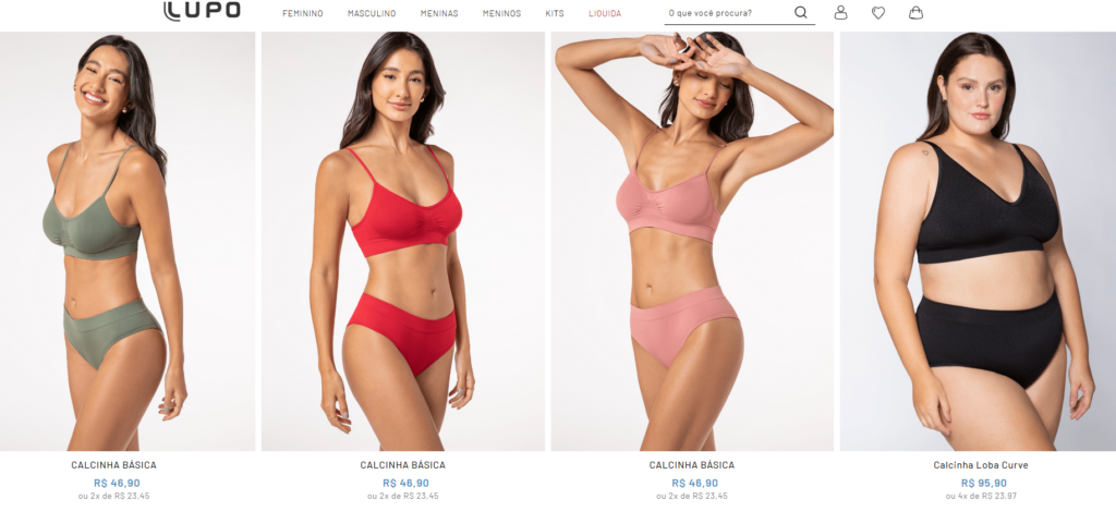 Modelos vestem diversos tipos de lingeries.