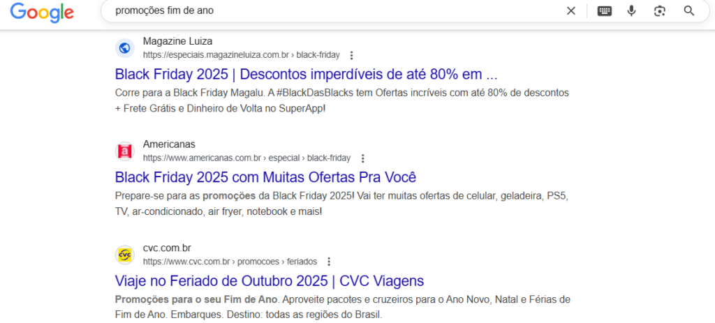 Exemplo de busca no Google