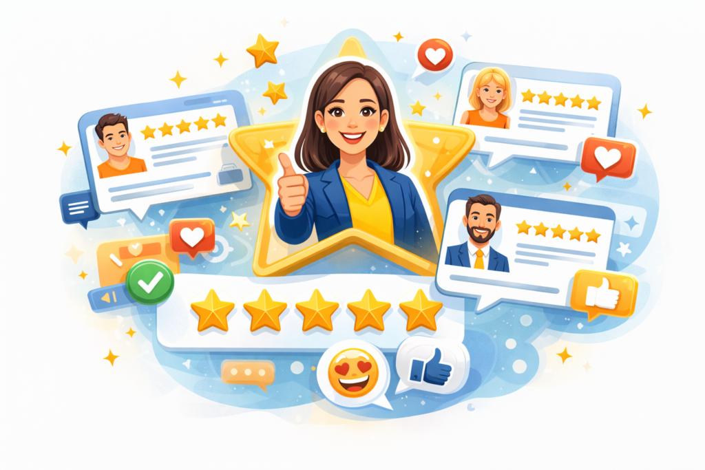 Imagem representando a prova social de clientes satisfeitos