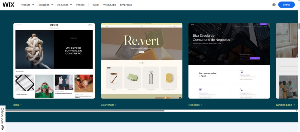 Design do site Wix
