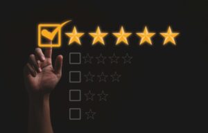 Imagem mostra a representação de uma avaliação 5 estrelas